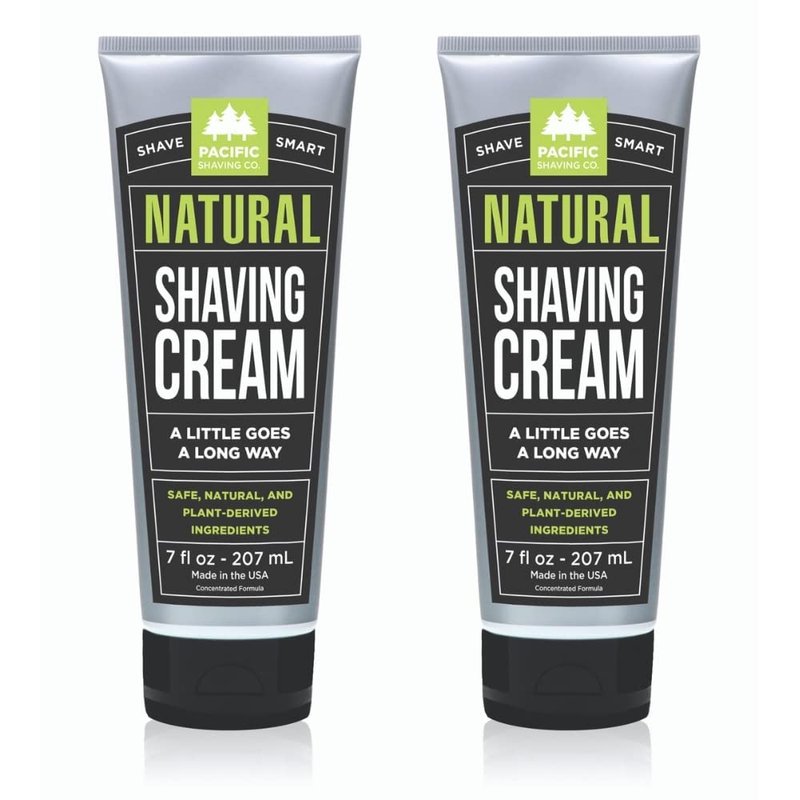 Pacific Shaving Company Natural Shaving Cream - Hydrating Shea Butter & Vitamin E Formula for Sensitive Skin | 7 Oz, 2 Pack