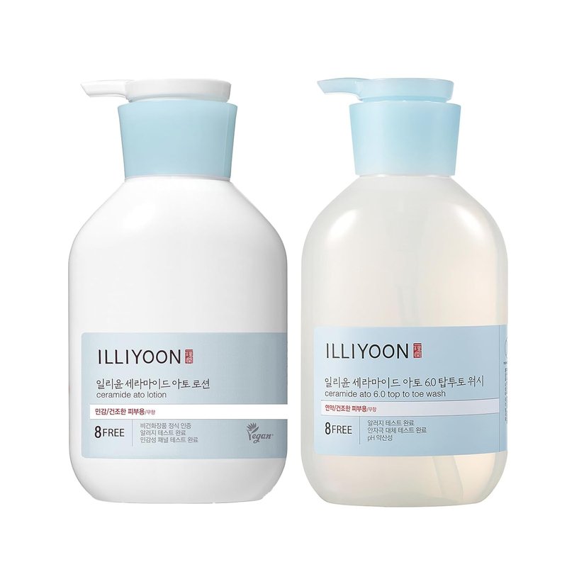 Illiyoon Ceramide Ato Lotion & Top to Toe Wash Set - Korean Moisturizing Duo for Sensitive Skin | Deep Hydration & Soothing Care