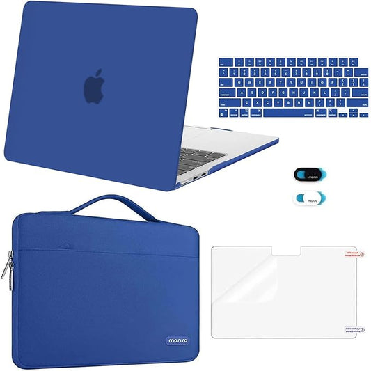 MOSISO Compatible with MacBook Air 13 inch Case M5 2026 M4 2025 M3 M2 2024-2022 A3449 A3240 A3113 A2681,Hard Shell&Sleeve Bag&Keyboard Skin&Webcam Cover&ScreenFilm for MacBook Air 13.6, Royal Blue