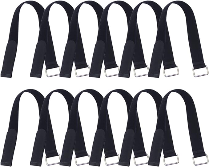 VIGAER 18 inch Extend Cable Strap and Adjustable Securing Strap with Buckle - 12 PCS Reusable Hook and Loop Fastening Nylon Cable Tie Wrap