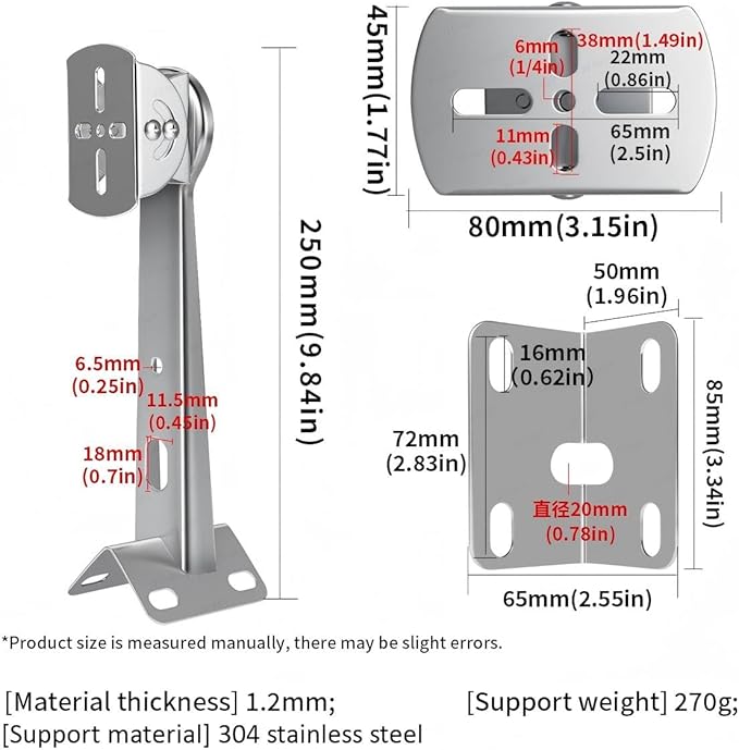 ZT-NET ZT-NET Security Camera Corner Pole Mounting Bracket Stainless Steel Mount with Extension Arm for Surveillance Systems Compatible with CCTV IP Cameras Indoor and Outdoor (Not Included Camera
