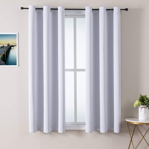 ChrisDowa Blackout Curtains - Thermal Insulated Room Darkening Panels, 42 x 48 Inch, Greyish White