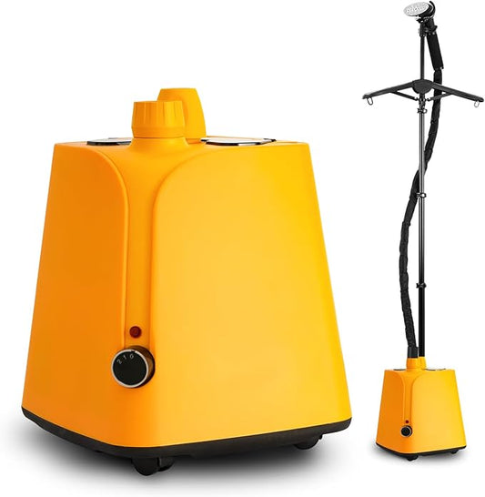 Colorful Standing Garment Steamer for Clothes, 2000W Professional Hanging Clothing Steamer with Stand, Commercial Cloth Fabric Steamers with 1.8L Water Tank for 45min Steaming, Lemon