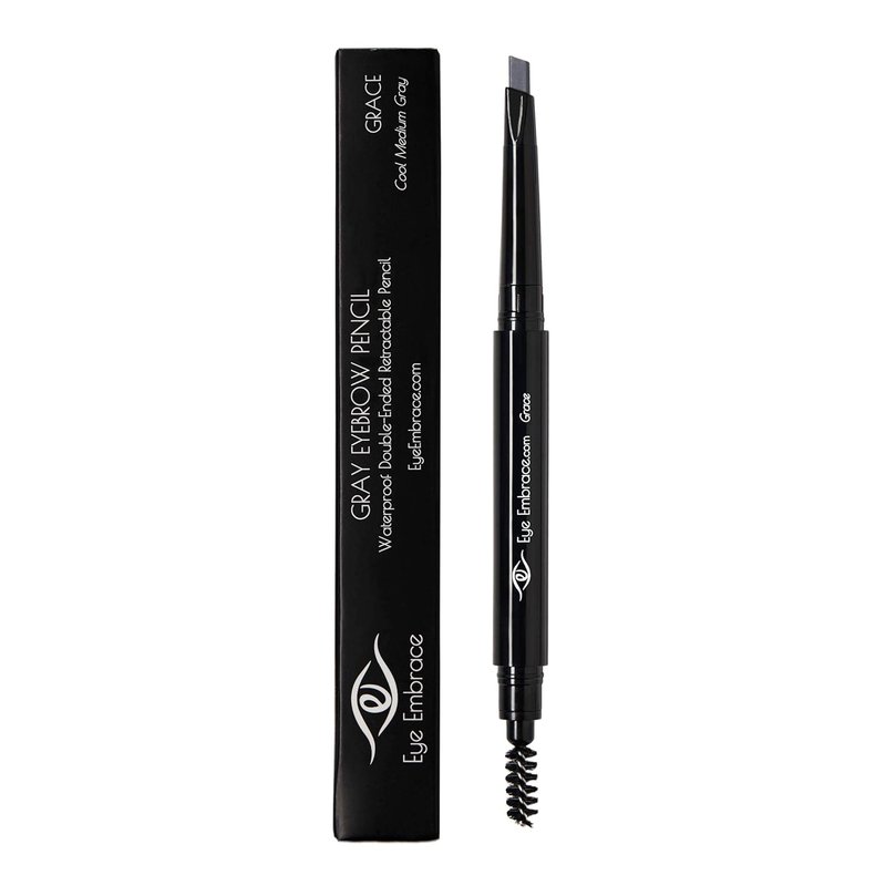 Eyebrow Pencils 4-Pack Bundle - Light & Medium Gray, Waterproof Double-Ended with Spoolie Brush