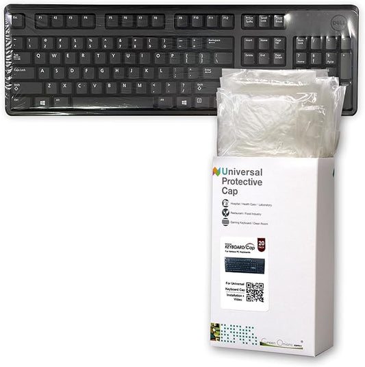 Green Onions Supply Universal KeyboardCap. Fully Covered Flat Style 0.025mm Waterproof Anti-Dust Desktop Keyboard Cover with Numeric Hospital/Dentist Use (20 Packs)