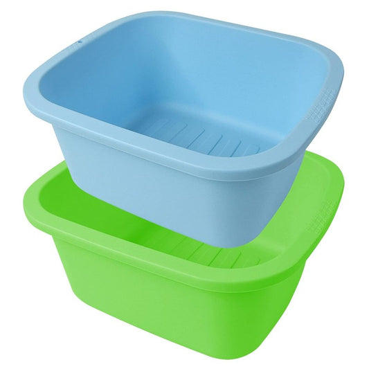 Foot Soaking Bath Basin - Large Feet Massager Tub for Home Spa Pedicure | 2 Pack Green & Blue