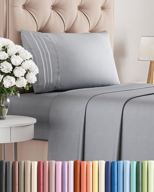 Comfy Twin Size 3 Piece Sheet Set by [Brand Name] - Breathable & Cooling Hotel Luxury Bedding - Deep Pockets, Soft & Wrinkle-Free - Oeko-Tex Certified - Steel Blue