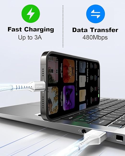 Short Multi Charging Cable 1FT 2Pack 3 in 1 Charger Cord Braided Universal Phone Cords with Lightning/Type C/Micro USB Connectors, Multiple USB Cable for iPhone/Samsung/Google Cell Phones and More