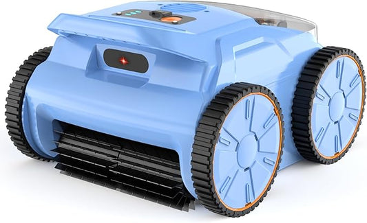 (2025 Upgraded) Pool Vacuum for Inground Pools, Cordless Robotic Pool Cleaner with Floor, Wall and Waterline Cleaning, Above & In-Ground Pools up to 2200 sq.ft, Blue