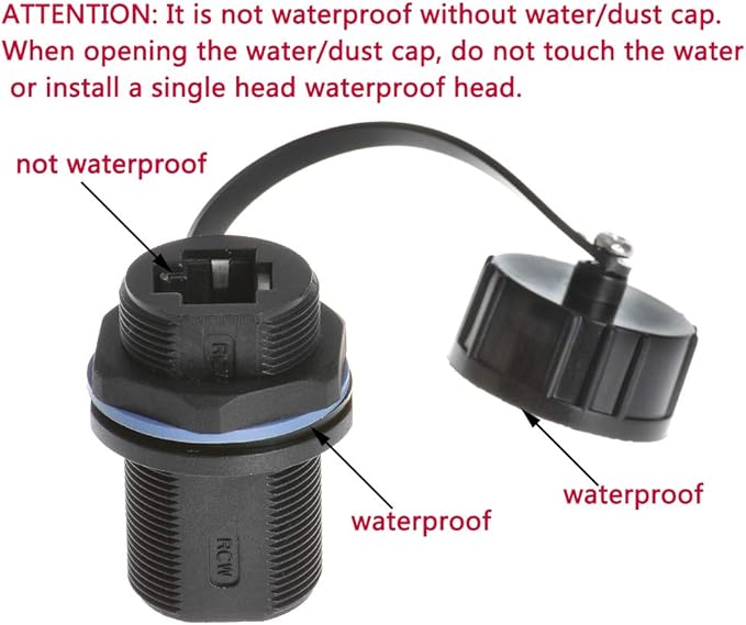 ANMBEST 5PCS Panel Mounting Shielded RJ45 Waterproof Cat5/5e/6 8P8C Connector Ethernet LAN Cable Connector Double Head Adapter with Waterproof/Dust Cap