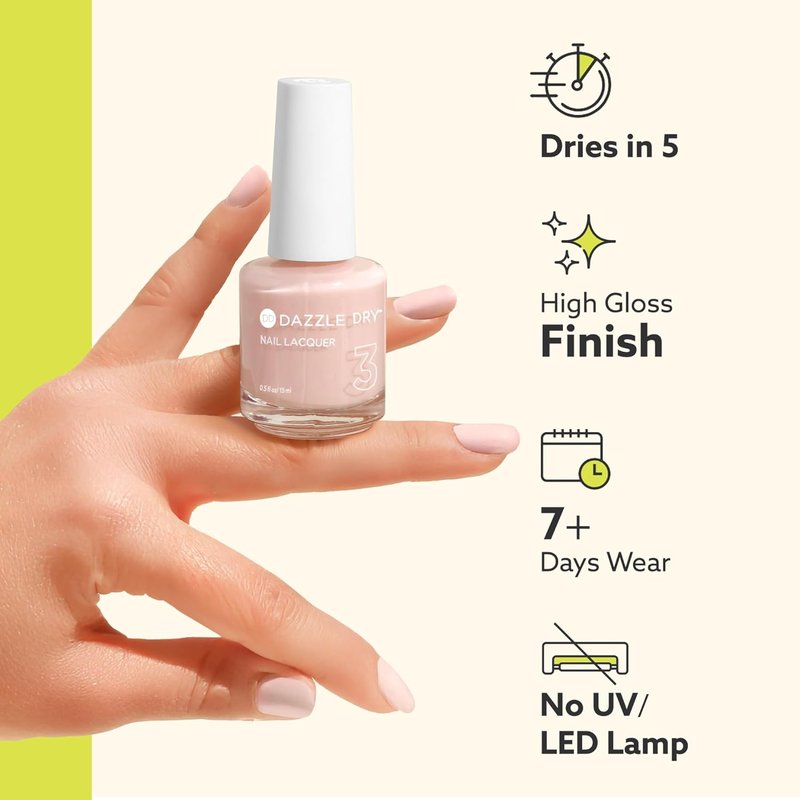 Dazzle Dry Nail Lacquer - Rose Quartz Semi-Sheer Peach Polish | 0.5 Fl Oz