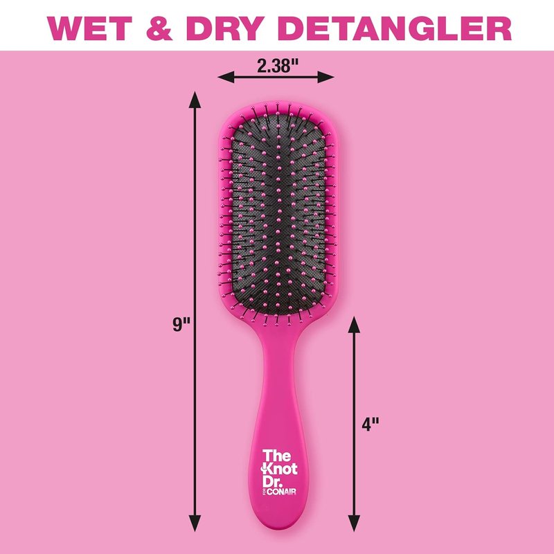 Conair The Knot Dr. Hair Brush - Detangling Brush for Wet or Dry Hair | Pink Color