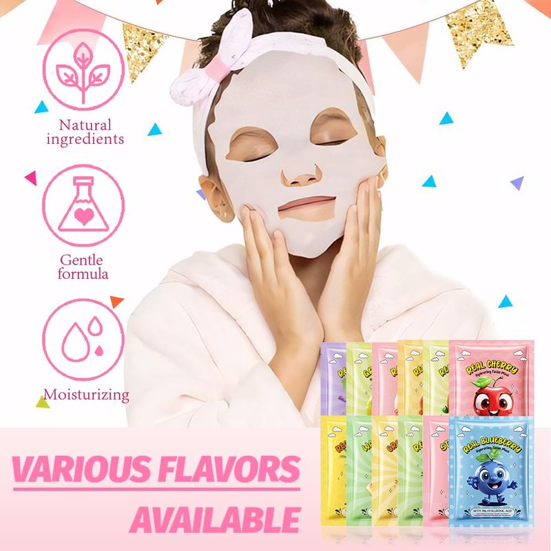 Kids Face Masks - 40 Pack Bulk Spa Day Kit | Moisturizing Sheet Masks for All Skin Types