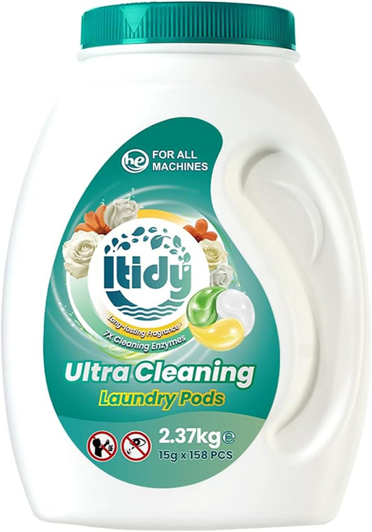 Ultra Cleaning Laundry Pods with 7X Cleaning Enzymes, Fresh Floral Fragrance, 158 Count, 2.37kg, All Machine Compatible