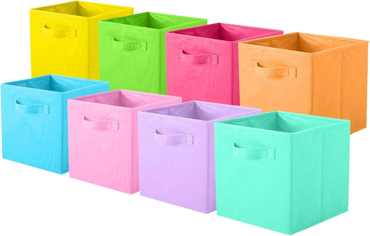 ShellKingdom Storage Bins - Foldable Fabric Organizer Cubes for Closet & Toy Storage | 8 Pack, 8 Colors