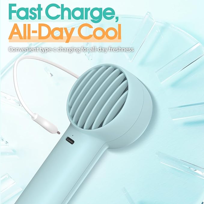 Mizong Mini Fan Portable Fan USB Rechargeable Handheld Fan with 3 Speed Wind Pocket Personal Cooling Fan for Desktop Travel Outdoor Vacation Concert Makeup Use