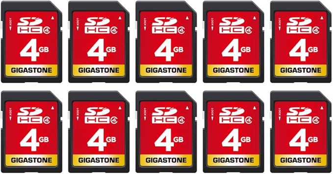GIGASTONE 4GB SD Card 10-Pack SDHC UHS-I Class 4 Memory Card for Photo Video Music Voice File DSLR Camera DSC Camcorder Recorder Playback PC Mac POS (Pack of 10)