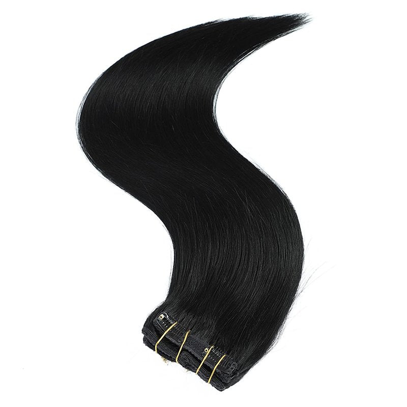 Clip in Hair Extensions Real Human Hair, 120g/set 7pcs, Thick Remy Human Hair Clip in Extensions, Brazilian Straight Human Hair Clip ins for Women (1#, 14inch)