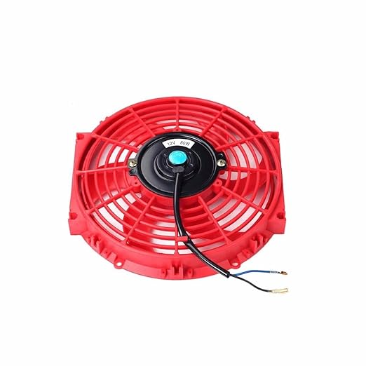 FSBCGT 2PCS 10 inch Slim Fan Push Pull Electric Radiator Cooling 12V 80W Mount Universal Kit Red