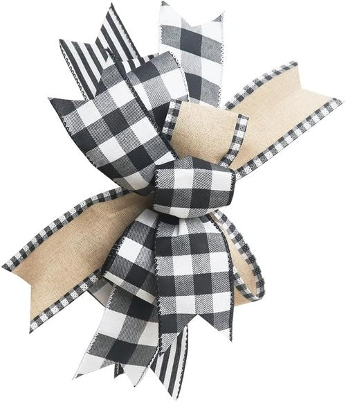 Buffalo Plaid Wreath Bow - Rustic Farmhouse Front Door Decoration | Perfect for Seasonal Decor