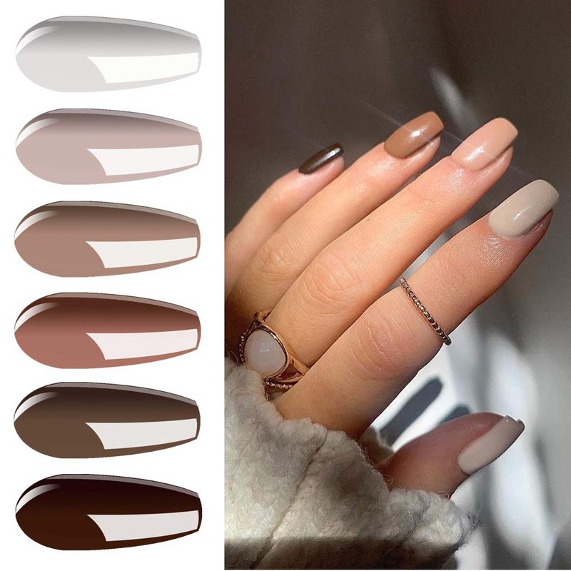 Vishine Gel Nail Polish Set of 6 Nude Beige Colors UV LED Soak Off Gel Nail Polish Set Nail Art Gift Starter Kit 8ml