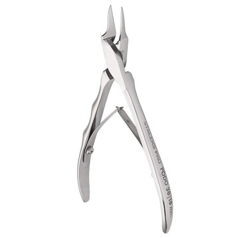 Staleks Podo 30 Podology Nippers for Ingrown Toenails – 18 mm Blades – Narrow Tips with Blunt Ends – Double Spring Design for Medical Pedicure