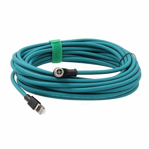 HangTon Ethernet Network Cable, for Cognex Baumer Basler Sick Vision Camera Sensor Barcode Reader, Right Angle M12 8 Pin X-Coded Male to RJ45 CAT7e (10m)
