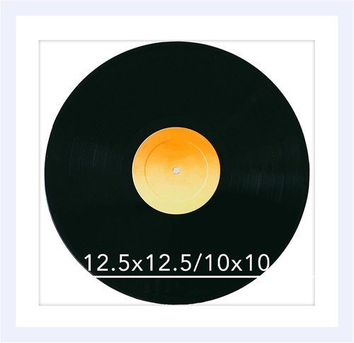 JCJMY 12.5x12.5 Picture Frame - White Vinyl Record Album Cover Display with 10x10 Mat & Plexiglass