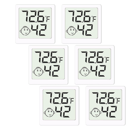 Skiennix Mini Humidity Meter - Digital Thermometer & Hygrometer for Home, Office & Garden | 6 Pack