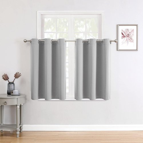 ChrisDowa Small Window Curtains - Grommet Thermal Insulated Room Darkening Panels, Light Grey (36 x 24 Inch)