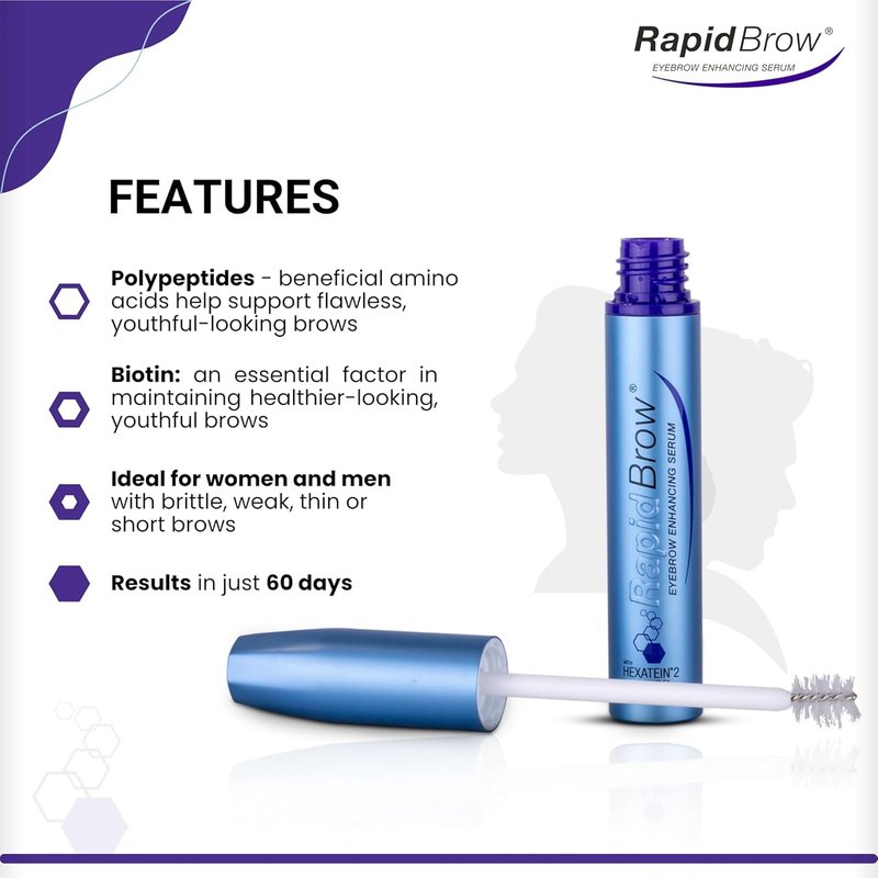 RapidBrow Eyebrow Enhancing Serum - Hydrating Formula for Thicker Brows | 3 mL with Hexatein 2 Complex