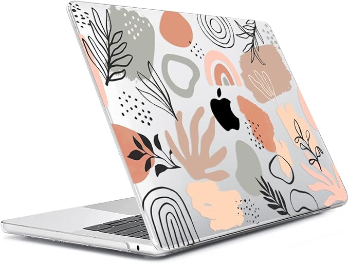 HOHAIYOO Compatible with 2026 2025 2024-2022 MacBook Air 13.6 inch Case M5 A3449 M4 A3240 M3 A3113 M2 A2681 with Touch ID, Plastic Hard Shell Case&Keyboard Film&Screen Film&Webcam Cover, Abstract Leaf