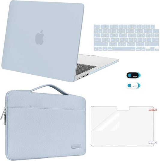 MOSISO Compatible with MacBook Air 13 inch Case M5 2026 M4 2025 M3 M2 2024-2022 A3449 A3240 A3113 A2681,Hard Shell&Sleeve Bag&Keyboard Skin&Webcam Cover&ScreenFilm for MacBook Air 13.6, Baby Blue