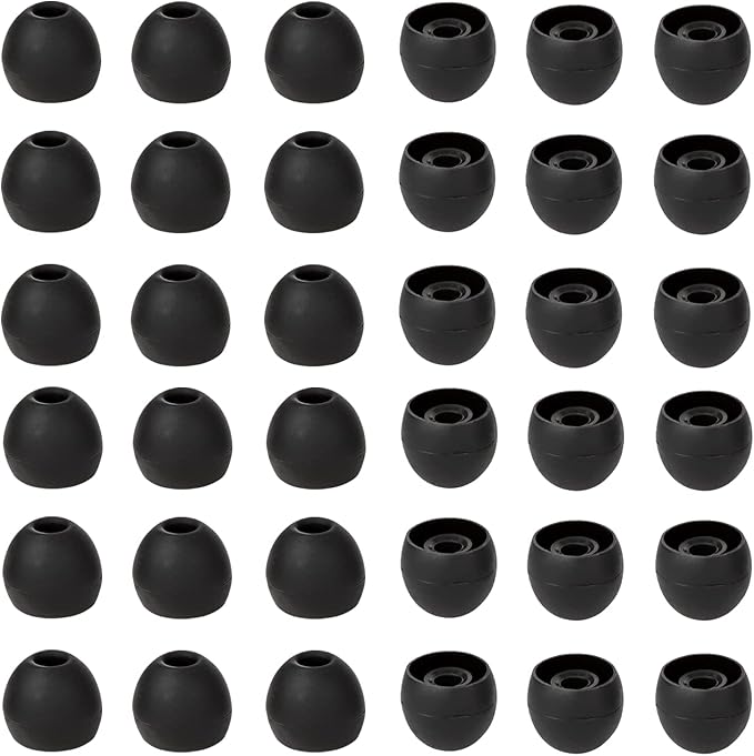 CYADCI 36 Pieces Medium Earbud Tips Soft and Comfortable Ear Bud Replacement Pieces Silicone Fit Most in-Ear Headphones，Inner Hole 3.8mm -5.5mm，Medium Black Earbud Replacement Tips