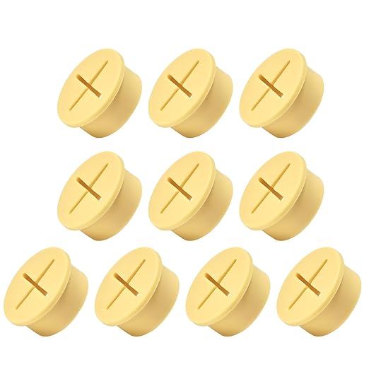 EASYEAH 10Pcs Desk Grommet, 1" (25mm) Yellow Silicone Cord Hole Cover, Flexible Rubber Wire Grommets, Wall Grommets for Cables Management, Table, Countertop, Cabinets and Furnitures Wire Organizer