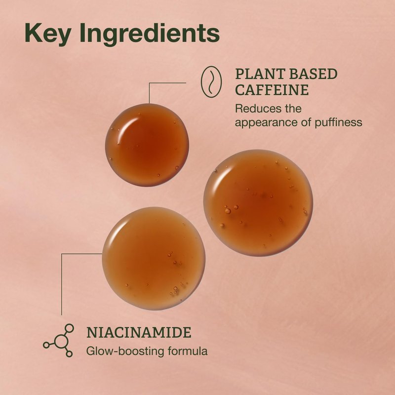 Botanics All Bright Caffeine Eye Serum - 3% Caffeine Awakening Under Eye Serum for Dark Circles and Puffiness - Refresh & Brighten Tired Eyes - Vegan & Cruelty Free (0.84 Fl Oz)