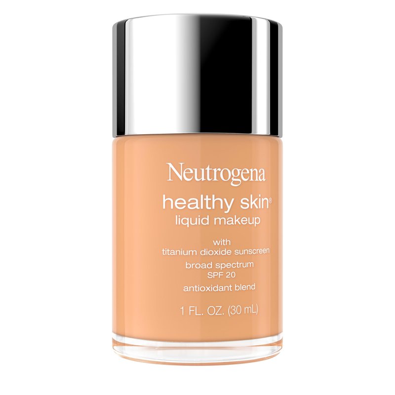 Neutrogena Healthy Skin Liquid Foundation Makeup with Broad Spectrum SPF 20 Sunscreen, Lightweight, Medium Coverage Makeup with Sunscreen and Pro-Vitamin B5, Soft Beige 350C, 1 fl. oz