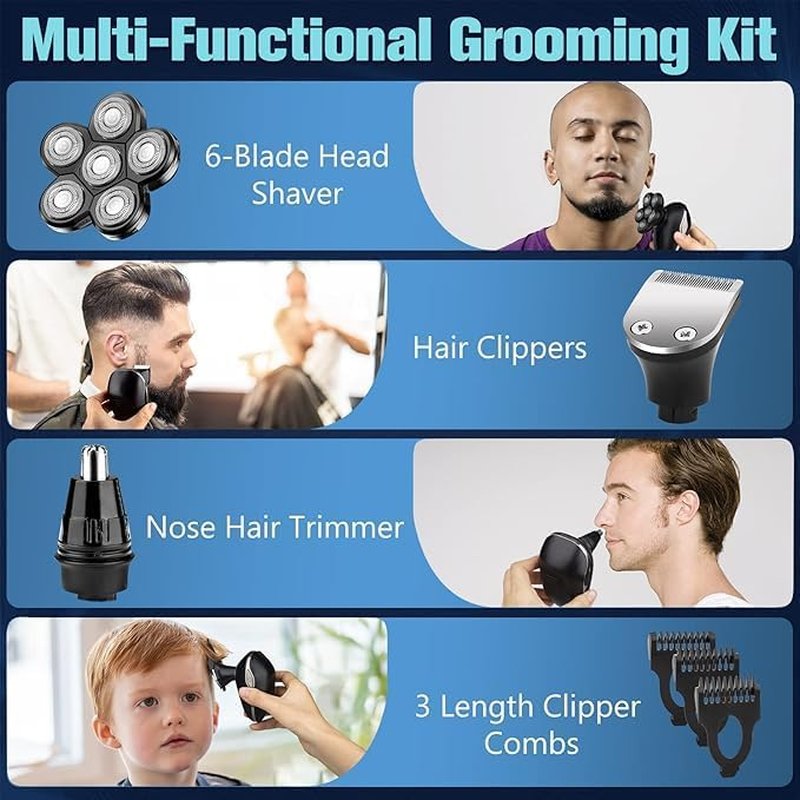Electric Shaver for Men - 6-in-1 Multi-Function Razor with Precision Blades | Waterproof Design