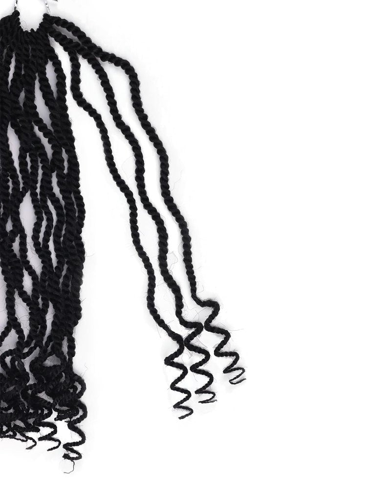14 Inch Crochet Hair Senegalese Twist Crochet Braids for Black Women 8 Packs Pre Looped Short Micro Braids with Curly Ends Pre Twisted Kinky Twists Crotchet Braid (14 Inch,1B)