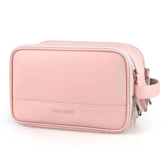 Rhea Rose Toiletry Bag for Women, Makeup Travel Bag Organizer, Large Bathroom Cosmetic bag, Traveling Dopp Kit Accessories Shower Bag, Pink