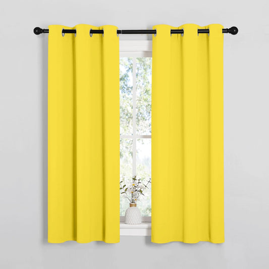 NICETOWN Thermal Insulated Window Curtain Panels - Bright Yellow Grommet Drapes, 34x54 Inch (1 Pair)
