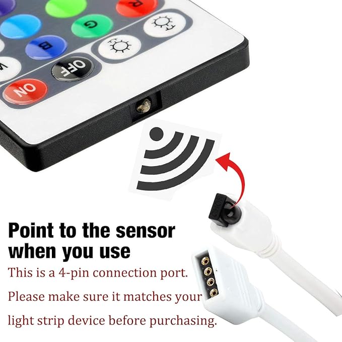 SUPERNIGHT RGB LED Light Strip Remote Controller, Dimmer for RGB LED Strip Lights, Wireless IR Remote Controller for SMD 5050 3528 Rope Lights (44 Keys)