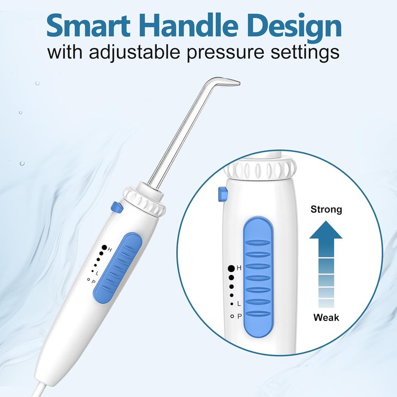 H2ofloss Dental Water Flosser - Professional Oral Irrigator with 12 Tips & 800ml Capacity | Quiet Design