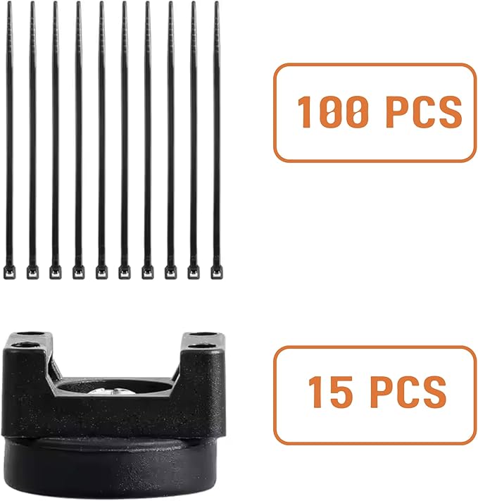 15Pcs(+100 zip ties) 2026 Upgraded Magnetic Cable Clips Zip Tie Mount Base, Cable Ties Holder, Multipurpose Wire Cable Holder for Magnetic Cable Management, Electrical Organization Supplies (BLACK15)