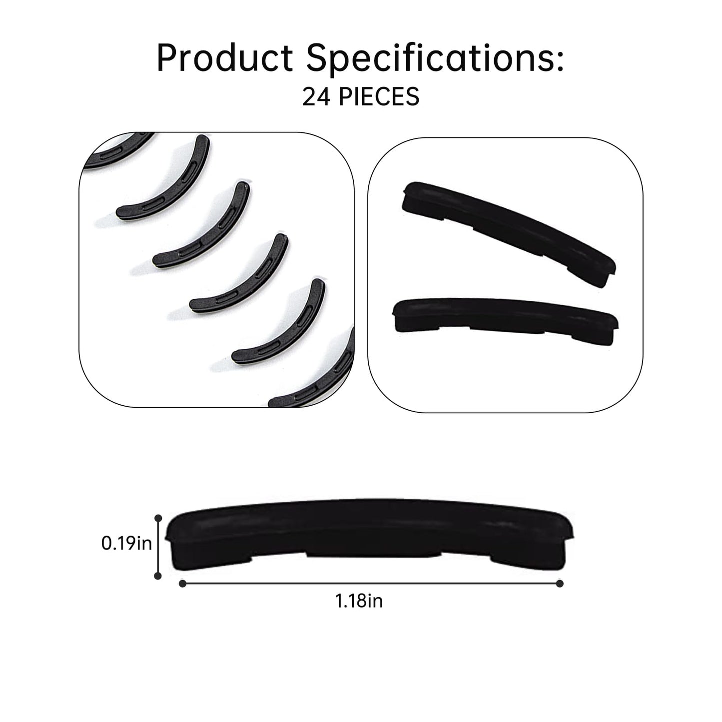 Eyelash Curler Refills Compatible with shu uemura,Eyelash Curler Pads 24PCS,Silicone Lash Curler Refill Pads Compatible with shu uemura (Black)