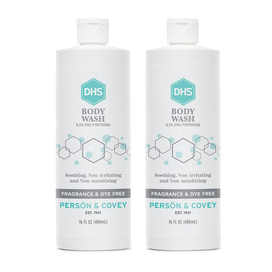 Person & Covey, Inc. DHS Moisturizing Body Wash - Gentle & Effective Body Wash Sensitive Skin, for Everyday Use - Unscented, Moisturizing for Men & Women, and Eczema Prone Skin - 2 Pack, 16 Oz.
