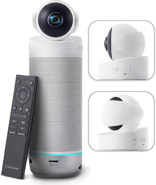 KanDao Meeting S 1080P HD Conference Room Camera, AI Face Recognition and Speaker Tracking, 8 Noise Cancelling Mics, Smart Zoom, Automatic Focus, 180-Degree, Plug & Play, Compatible with Teams, Skype