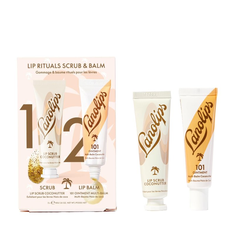 Lanolips Coconutter Lip Scrub & Lip Balm - Lip Rituals Lip Care Kit Infused with Pure Lanolin & Coconut Oil - Gently Smoothes and Hydrates Dead Skin (2 Count)
