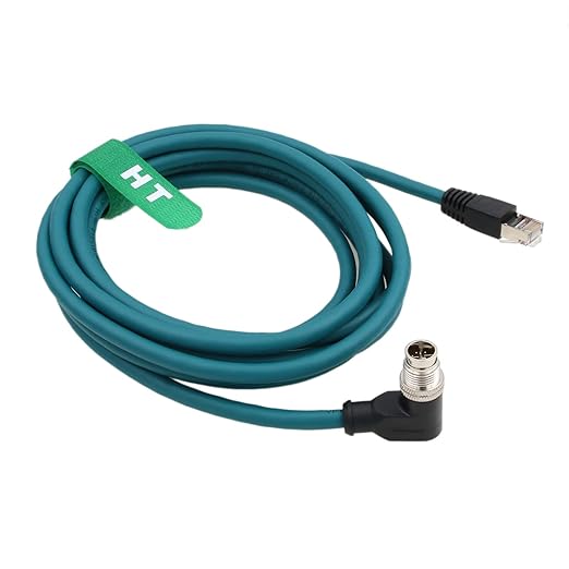 HangTon M12 8 Pin X-Coding Right Angle to RJ45 Ethernet Cable for Cognex in-Sight 2800 3800 2000 9000 8000, 7000 Gen2 Vision Camera Sensor Switch PC CAT-7e 2m