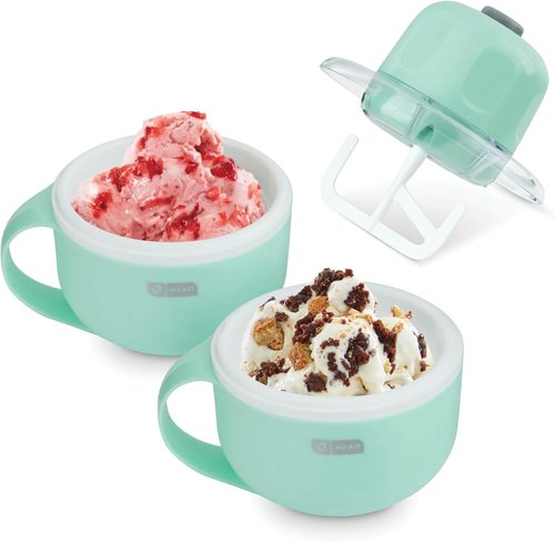Dash My Mug Ice Cream Maker - Create Delicious Gelato, Frozen Yogurt & Sorbet - Easy to Clean - Aqua, 2 Bowls